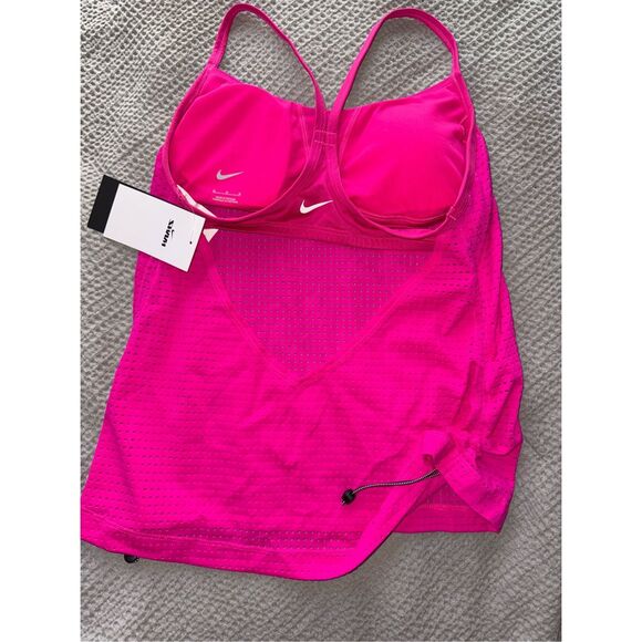 NWT-Nike Swim Essentials Women's Layered Tankini- size Medium Pink Prime - Picture 9 of 14